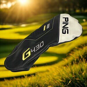 PING G430 Driver Leather Headcover Black/White - Excellent Condition. AUTHENTIC
